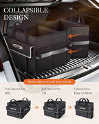 Trunk Organizer - Car Organizer with 5 Pockets, Trunk organizer for SUV, Sedan & Van, Car Organization with Sturdy Base Panel for Car Accessories, Black, 2 Compartments, 21.3"×12.6"×10.6"