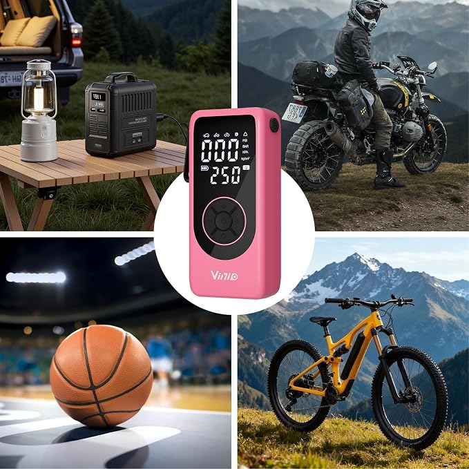 Tire Inflator Portable Air Compressor, 6000mAh Battery with Cigarette Lighter Adapter, 90W Fast Inflation, 6 Modes, Digital Display, Storage Bag & Handle, for Car Tires, Bike, Motorcycle, Ball