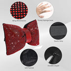 4 PCS Bling Car Pillows,Rhinestones Bowknot Car Headrest Pillow,Car Neck Pillow for Driver Relax Necksupport,Sleeping Travel Support Neck Pillow,Shiny Diamond Interior Accessories for Women,Red