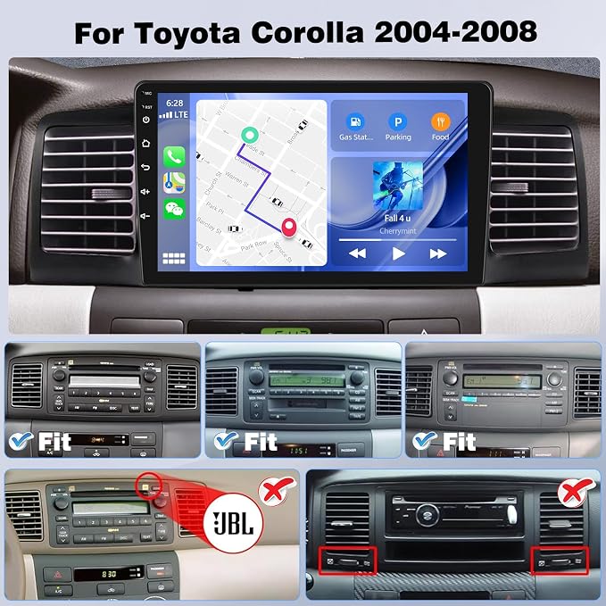 2+64G Car Radio for Toyota Corolla 2004 2005 2006 2007 2008 Wireless Carplay Android Car Stereo, 9 Inch Touchscreen with Android Auto 5G WiFi GPS Navigation AHD Backup Camera FM RDS