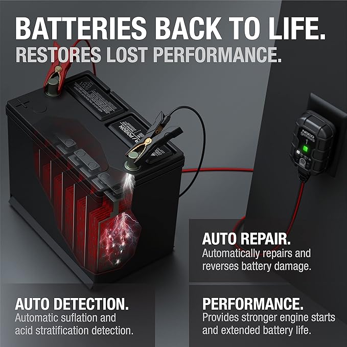 GENIUS1: 1A 6V/12V Smart Battery Charger – Automatic Maintainer,Trickle Charger & Desulfator with Overcharge Protection & Temperature Compensation – for Lead-Acid-& Lithium Batteries,(Pack of 6)