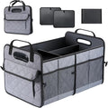 Car Trunk Organizer, 75L Large Capacity Waterproof Auto Storage with Non-Slip Bottom Strips, Collapsible Cargo Organizer for Suv, Truck, Sedan, Portable Car Accessories for Women Men(Grey)