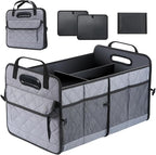 Car Trunk Organizer, 75L Large Capacity Waterproof Auto Storage with Non-Slip Bottom Strips, Collapsible Cargo Organizer for Suv, Truck, Sedan, Portable Car Accessories for Women Men(Grey)