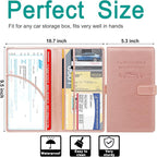 Car Registration and Insurance Holder, Leather Car Glove Box Organizer, Cool Car Accessories for ID, Driver's License Cards & Essential Document, Men&Women, Rose Gold