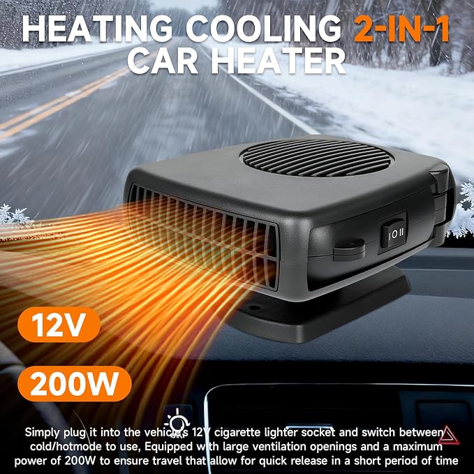Car Heaters,12V Portable Car heaters for Vehicle 200W Car Defroster Windshield Heater Car Heater Defroster Windshield Defogger Automobile Windscreen