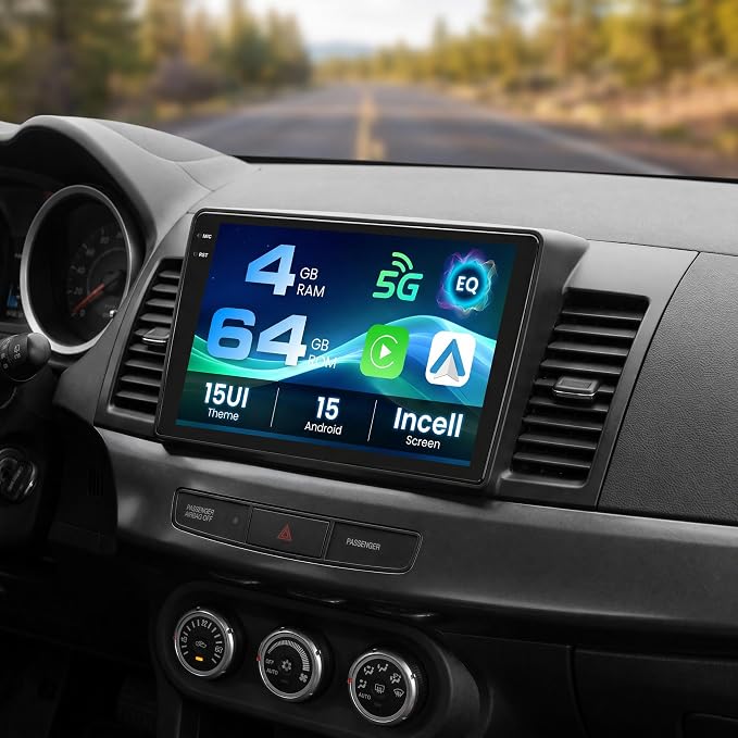 4+64G Radio for Mitsubishi Lancer 2007-2012 Android 15 Stereo | 10.1" Incell Touchscreen, Wireless CarPlay/Android Auto, GPS, Bluetooth, EQ, 15UI, Free Backup Camera