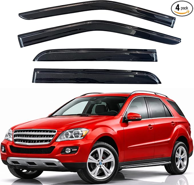 KPY Rain Guards Fit for 2006-2011 Mercedes-Benz ML350 ML500, Out-Channel Window Visors Vent Wind Deflectors 4PC, Car Accessories for 06-11 Mercedes Benz ML Class