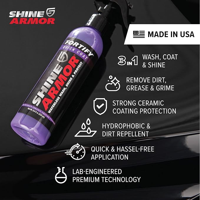 Fortify Quick Coat - 8oz Ceramic Waterless Detailer Spray | 3-in-1 Wash, Wax & Nano-Ceramic Coating | Mirror Shine, Zero Streaks, No Dust Residue | 6-12 Month Protection | Made in USA | Spray On, Wipe Off. Ceramic Protection That Lasts 6 to...