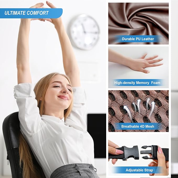 Lumbar Support Pillow for Car, Car Seat Back Support for Driving | Memory Foam Car Lumbar Support for Driving, Car Back Cushion, Adjustable Straps, Lower Back Pillow, Breathable 4D Mesh, Brown