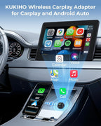 2-in-1 Wireless CarPlay & Android Auto Adapter – Instant Auto-Connect, Low Latency, USB-C & USB-A Compatible for Factory Wired CarPlay Vehicles