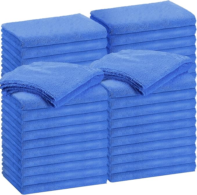 30 Pcs 16 x 24 Inch Edgeless Microfiber Plush Towels for Cars Detailing Drying Wash Polishing Absorbent Cleaning Cloths, 500 GSM (Dark Blue)