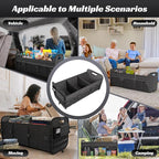 Car Trunk Organizer for SUV - 105L Collapsible Tactical MOLLE Car Storage with Reinforced Handles & Multiple Pockets, Sturdy Trunk Organizers for Groceries, Tools & Outdoor Storage (Black)