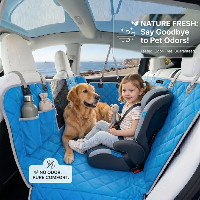 Dog Seat Cover for SUV and Small Truck, Waterproof Car Hammock Heavy Duty Back Seat Cover for Dog with Mesh Window Durable Scratchproof Pet Car Seat Protector for Rav4 CR-V Jeeps