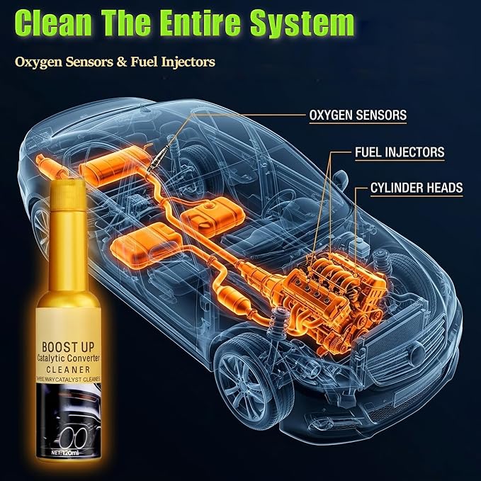 Catalytic Convertor Cleaner, Auto Parts Engine, Catalytic Converter Cleaner, Exhaust System Pipe Carbon Removal Cleaner Treatment Additive Oil, Fuel Injector Cleaner Oil Additive (2Pcs*120ml)