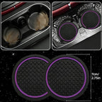 10 PCS Leather Car Seat Covers Front Set, 14.5”-15'' Sporty Steering Wheel Cover Universal, Center Console Cover, Seat Belt Cushion, Cup Holder Coaster, Car Interior Set Purple