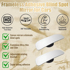 4PCS Car Blind Spot Mirror, Wide Angle HD Glass Rectangle Convex Frameless Side Blindspot Mirror with Adjustable Stick, Auto Exterior Rear View for Wide Angle, Universal for Vehicles (A)