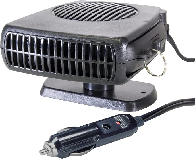 12650 12V Portable Window Defroster for Car, Truck, SUV, Jeep, 2 in 1 Fast Car Heater and Defogger with Plug in Cigarette Lighter, Black