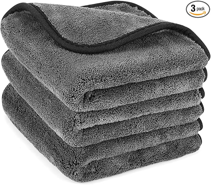 Microfiber Car Cleaning Cloths, Upgraded 1200gsm Ultra-Thick Cars Drying Towel Microfiber Cloth for Car and Home Polishing Washing and Detailing 16'' x 16''(3 Pack)