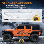 Portable DC 12V Heavy Duty Tire Inflator Dual Cylinders and Dual Motors Tire Pump 150PSI Air Pumps Auto Shutoff with Screen and LED Light Air Compressor for Pickup Truck ORVs SUVs Cars
