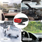 12V Car Heater & Defroster - 150W Powerful Portable Heater for Car, Rapid Windshield Defrosting with 360° Swivel Vent, Plug into Cigarette Lighter for Instant Warm Air in Winter(Black Red)