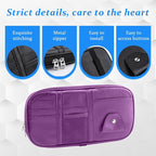 Car Sun Visor Organizer, Sunglass Holder and Storage Pocket, Card Cash Pouch with Multi-Pocket Net Zipper, Case Bag for License Pen Key, Auto Accessories for Truck, SUV, Van (Purple)