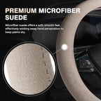 Winter Steering Wheel Cover, Microfiber Suede Car Steering Wheel Covers with Anti-Slip Lining, Breathable Elastic Car Steering Wheel Protector Soft, Universal Standard Size 14-15 inch