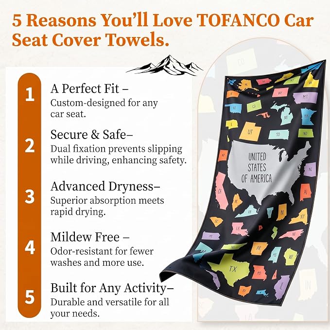 Car Seat Cover Towel for Front Seats Non-Slip with Headrest Pocket & Strap | Universal Fit for Cars Truck SUV|Car Seat Hoodie & Phocho Perfect After Gym Workout, Beach,Yoga and Running|Anti-dog Scratch