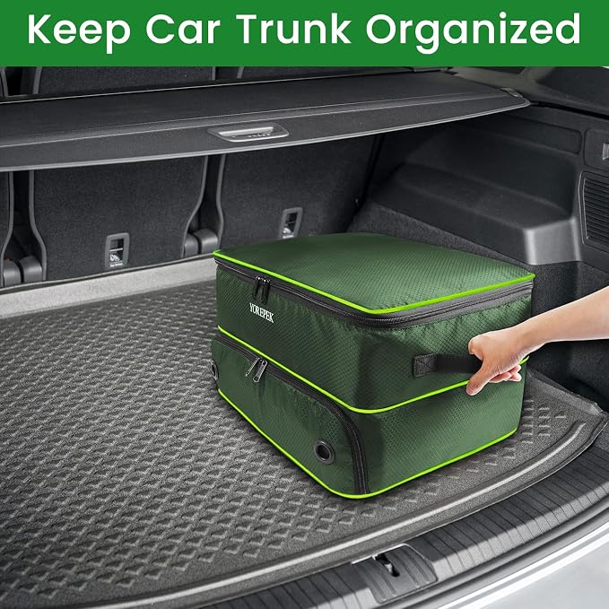 2 Layer Golf Trunk Organizer, Golf Gifts for Men with Separate Ventilated Compartment for 2 Pair Shoes, Waterproof Car Trunk Locker for Balls, Tees, Clothes, Gloves, Gifts for Golfers
