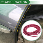 Universal Car Door Edge Protective Sealing Strip U-Type Door Scratch Protection Guard, 16.40ft 5m, Anti-scratch Collision, PVC Iron, Rose Red