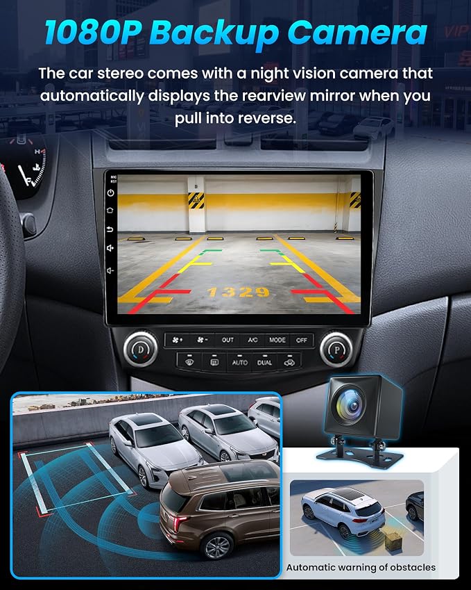 Car Radio Stereo for Honda Accord 7th 2003 2004 2005 2006 2007: 10 inch with CarPlay Android Auto 5G WiFi Bluetooth GPS SWC Mirror Link DSP FM/RDS 2+32