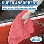 Professional Large Microfiber Car Drying Towels 2 Pack, Lint Free, Scratch Free, Highly Absorbent Drying Towel for Cars, SUVs, RVs, Trucks, and Boats,31" x 24",Red
