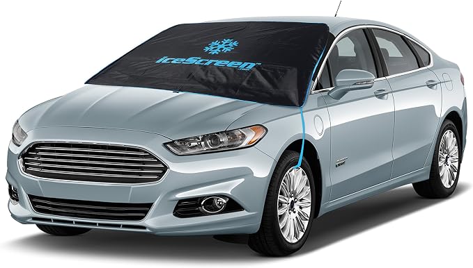 Ice and Snow Windshield Cover - Fits Most Regular to Medium Sized Cars and Trucks (Black)