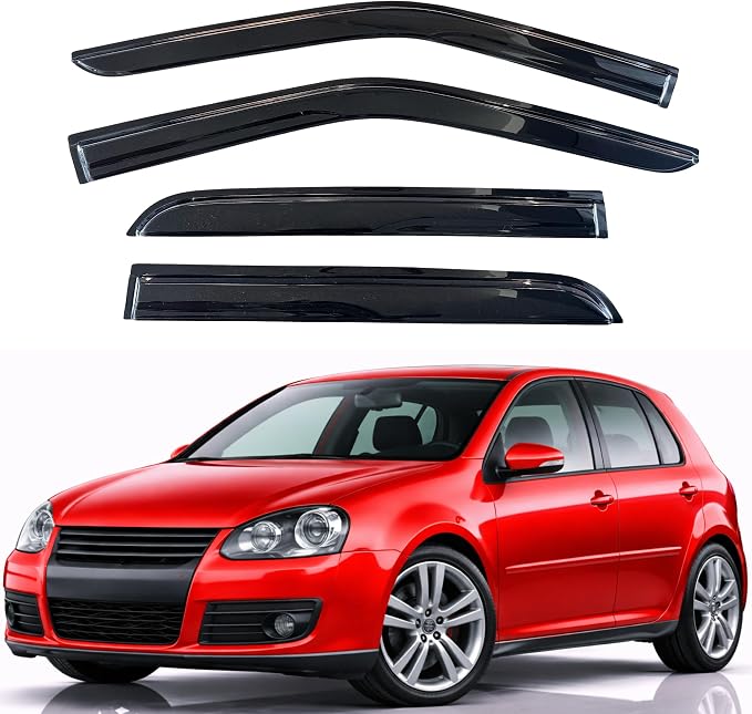 KPY Rain Guards Fit for 2004-2009 Volkswagen Golf, Out-Channel Window Visors Vent Wind Deflectors 4PC, Car Accessories for 04-09 VW Golf (5-Door Only)