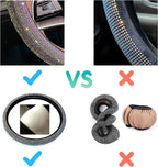 Car Bling Steering Wheel Cover for Women Girls 15 Inch Universal Colorful Crystal Rhinestone Diamond Rainbow Bling Accessories Anti Slip Wheel Protector Sparkling, Black