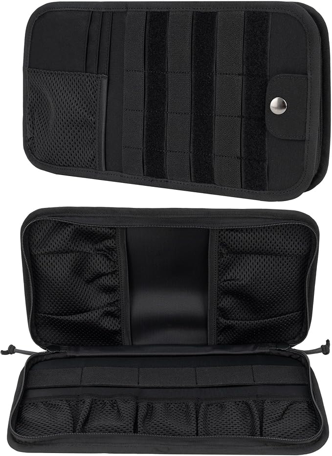 Tactical Visor Organizer MOLLE Panel with Zipper Storage Pouch & Sunglasses Holder Car Essentials EDC Gear Tool Pack Vehicle Accessories for Truck Pickup Van SUV ORV (Sun Visor Organizer)