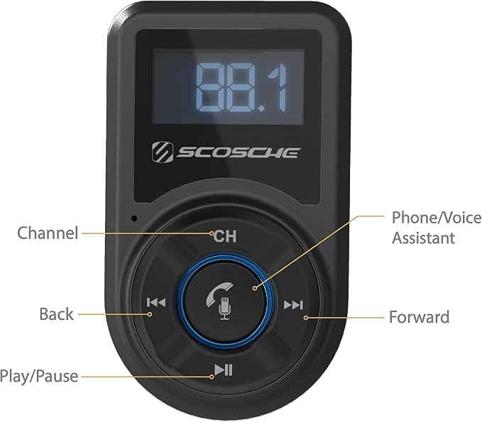 BTFM3 BTFREQ Universal Bluetooth Hands-Free Car Kit with Digital FM Transmitter and 10-Watt USB Car Charger - Black XL