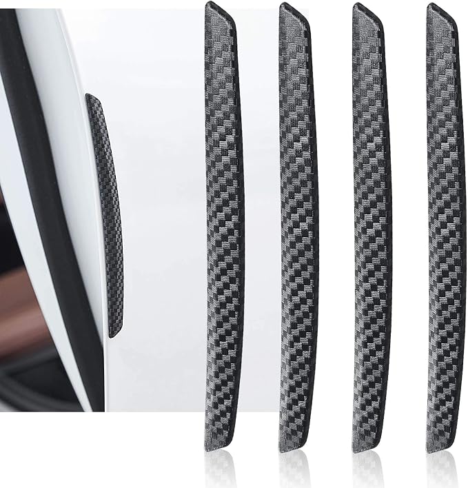 4 Pcs Car Door Anti-Collision Strip Door Edge Guards Anti-Rub Protector Trim Carbon Fiber Texture Car Door Corner Bumper Protector Anti-Scratch Universal for All Cars SUV (I)
