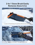 39.37" Ice Scrapers for Car Windshield and Snow Brush with Foam Grip and 360° Pivoting Brush Head for Christmas Car Auto Truck SUV(Orange)