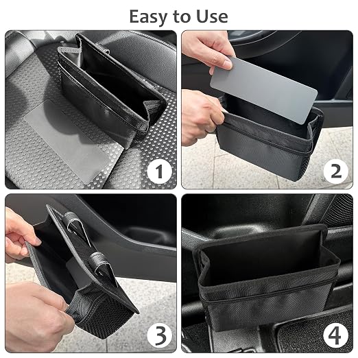 Collapsible Car Trash Can, Vehicle Garbage Organizer Holder Bin with One Roll Trash Bag, Waterproof Hanging Mini Auto Dustbin Accessories Storage Container for Vans, SUVs