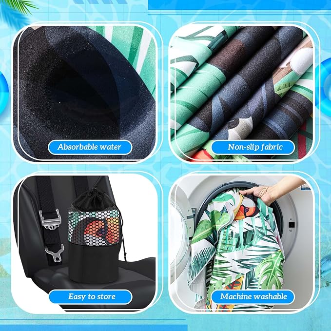 Car Seat Towel Covers with Storage Bag, 63 x 32 Inch Universal Non Slip Waterproof Sweat Protector for Car Truck, Gym Swimming Running, Machine Washable(2 Pack,Tropical Toucan)