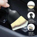 Car Detailing Brush, Curved Soft Bristles Auto Removal Dust Collectors, Universal Vehicle Dashboard, Air Conditioner Vents etc Interior Cleaning Tool Accessories (Beige)