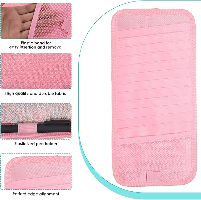 Trinkrittey CD Holder for Car Visor, Vehicle Sun Visor Organizer Large Capacity with 12 DVD Storage Sleeves 1 Mesh Pocket 1 Pen Holder and Elastic Strap