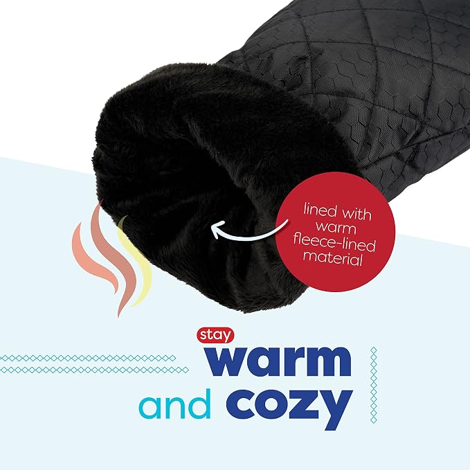 Ice Scraper with Glove - Car Windshield Scraper for Ice and Snow w/Fleece Mitt - Quickly Scrape and Remove Snow While Staying Warm - Waterproof & Windproof - Car Scraper Snow Brush (Black)