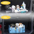 Car Trunk Organizer, Car Organizers and Storage Collapsible Multi Compartment Container Box, Adjustable Car Accessories for SUV Sedan Truck, Standard Size, Light Blue