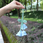 Lily Flower Handmade Knitted Car Mirror Hanging Accessories, Rear Riew Mirror Accessories Car Decorations for Women Men