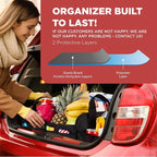 Car Organizers and Storage Premium Adjustable Multi Compartments Car Storage Organizer | Portable and Foldable SUV Trunk Organizer for Car (Standard Size, 20.86"L x 13.4"W x 10"H )-Black