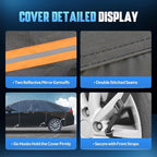 Half Car Cover Top for SUV/Jeep/4×4, Windshield Cover for Ice and Snow, Roof Car Cover Waterproof All Weather with Reflective Strips and Side Elastic Hooks. H4 (Up to 143 inch)