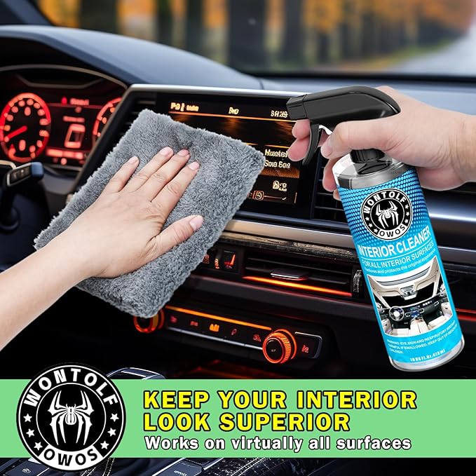 Complete Car Wash Cleaning Kit, Car Interior Detailing Kit with Car Wash Soap, Interior Detailing Cleaner, Wheel Cleaner, Wheel Brush, Dying Towel, for Cars Trucks RVs SUVs