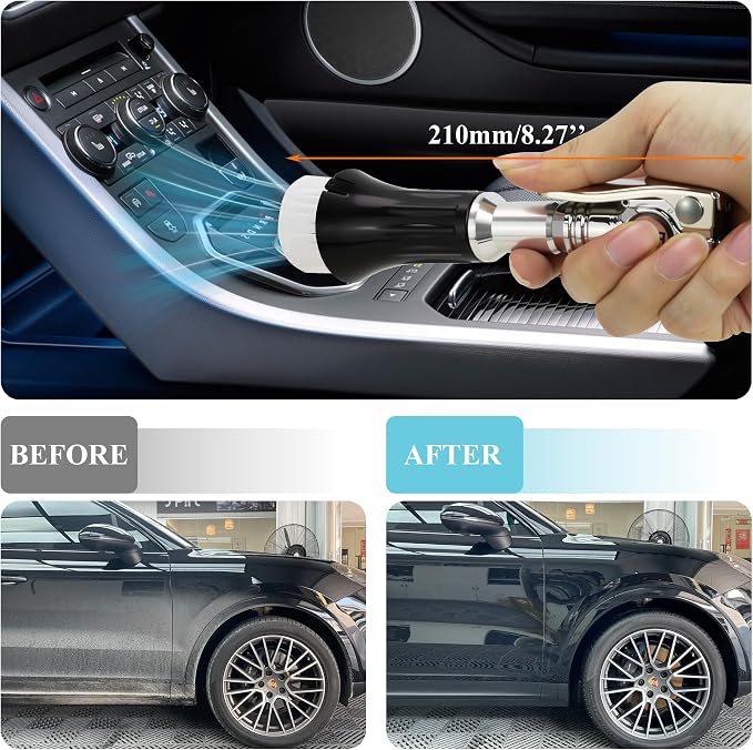 Mini Tornado Air Blow Gun with Detachable Brush Car Cleaning Kit | Vortex Cleaning Gun Trumpet Head High Pressure Dryer Blow Gun Pneumatic Interior Cleaning Tool with Tornado Airflow