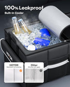 Trunk Organizer - Car Organizer with Built-In Leakproof Car Cooler, Collapsible Trunk Organizer with Cooler for SUV, Sedan, with Base Panel (3 Compartments, Black), 35.4"×14.2"×10.6"